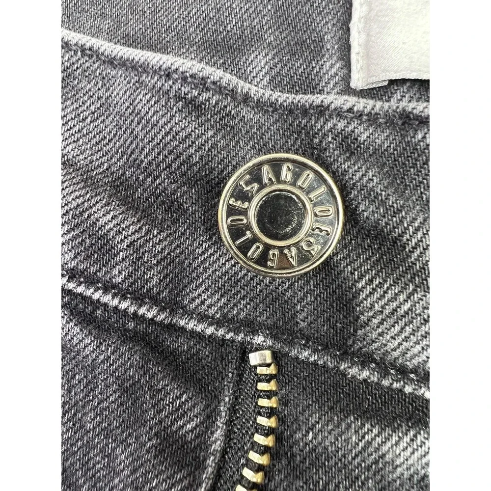 AGOLDE Wilder High Rise Straight Jeans Womens 24 Gray Charcoal Distressed Denim - Picture 4 of 13